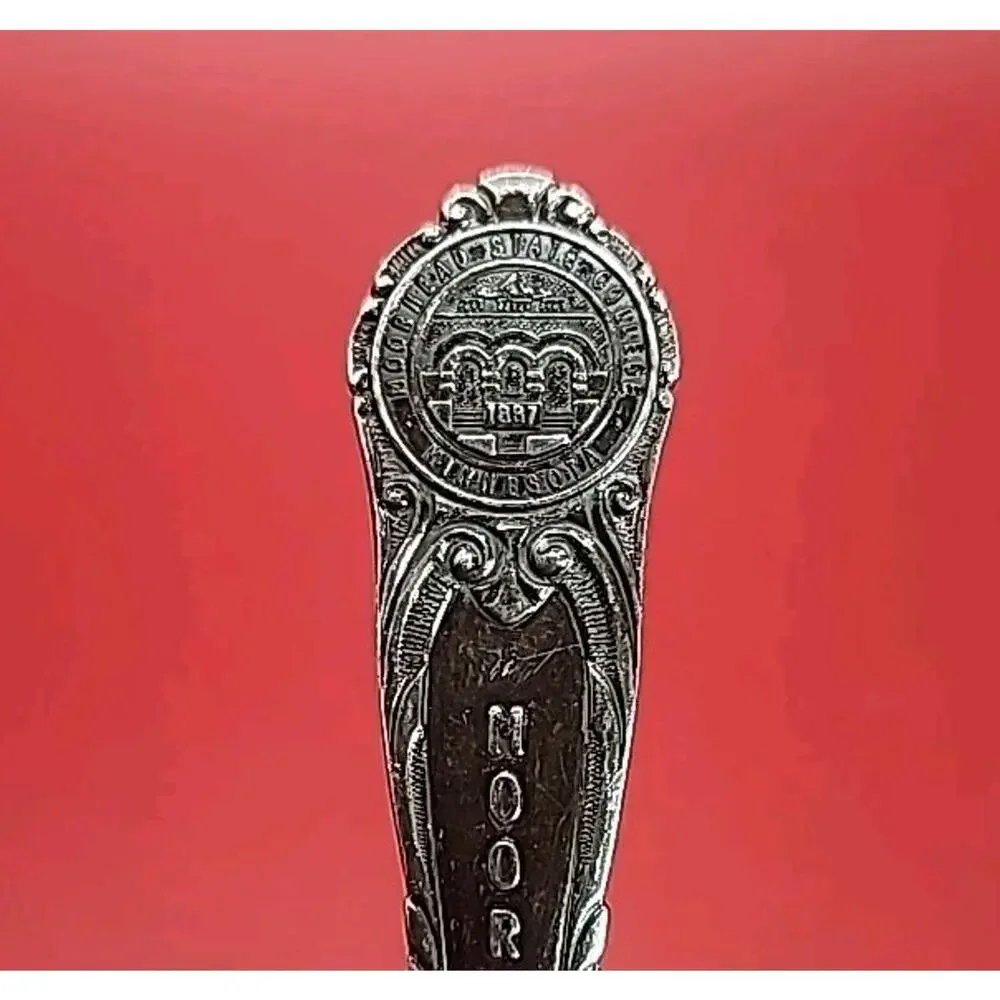 Vtg Moorhead State College MN 1887 Collector Teaspoon OVM Plate Denmark Souvenir